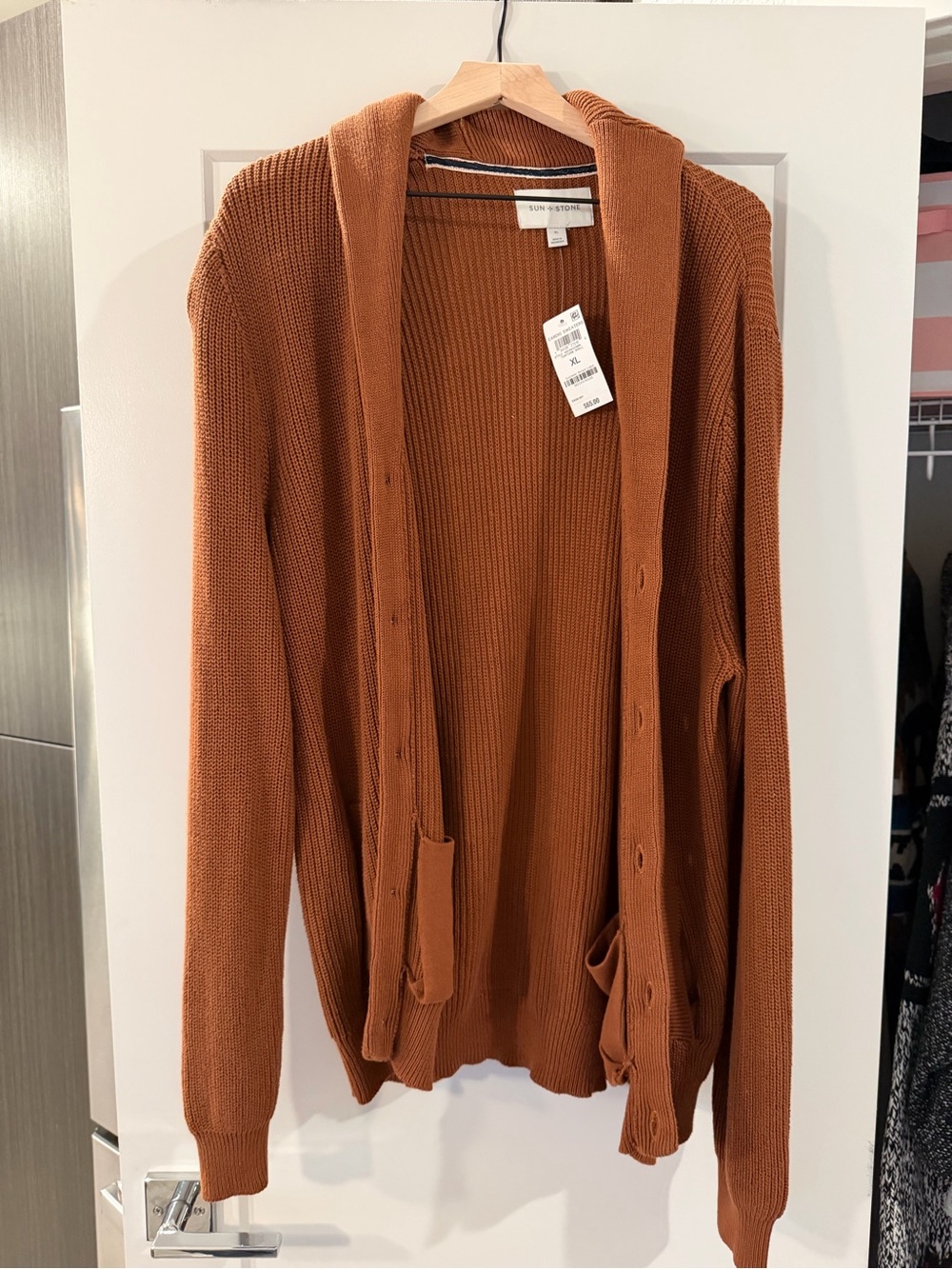 Sun + Stone Cinnamon Hooded Open-Front Cardigan XL